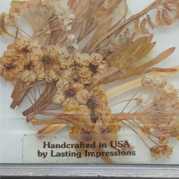 Vintage Lasting Impressions Suncatcher Dried Pressed Flowers in Framed Glass USA - Picture 3 of 5